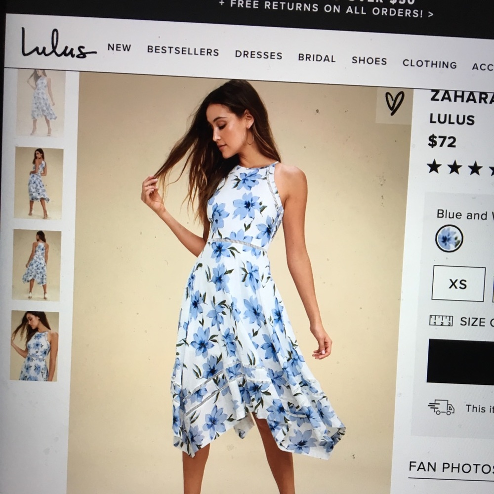 Blue and white floral dress